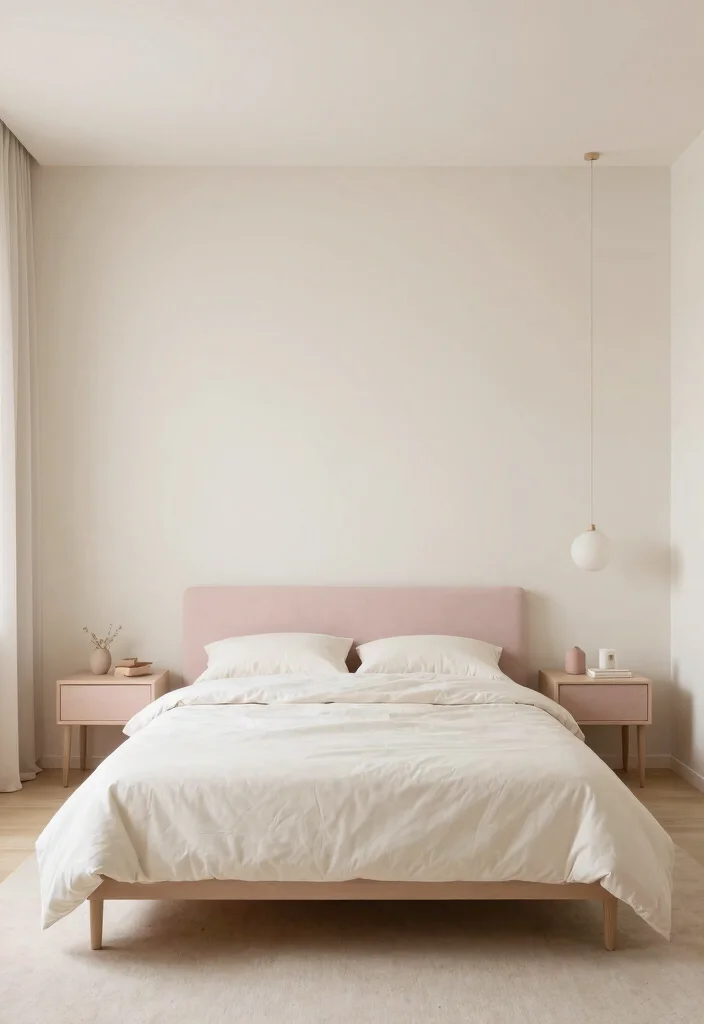 16 Cream and Pink Bedroom Ideas: Soft Elegant Charm - 13. Minimalist Decor 1