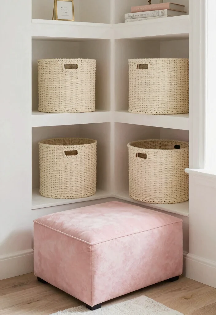 16 Cream and Pink Bedroom Ideas: Soft Elegant Charm - 14. Stylish Storage Solutions 1