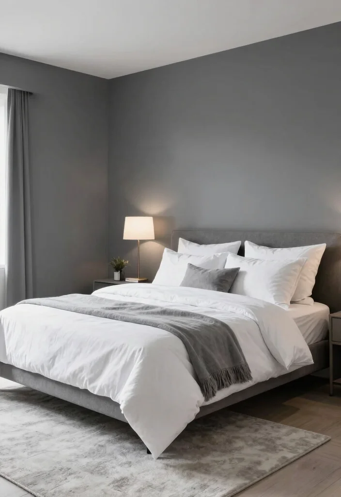 16 Dark Accent Wall Bedroom Ideas Dramatic Modern Focus - 11. Dynamic Grey and White 1
