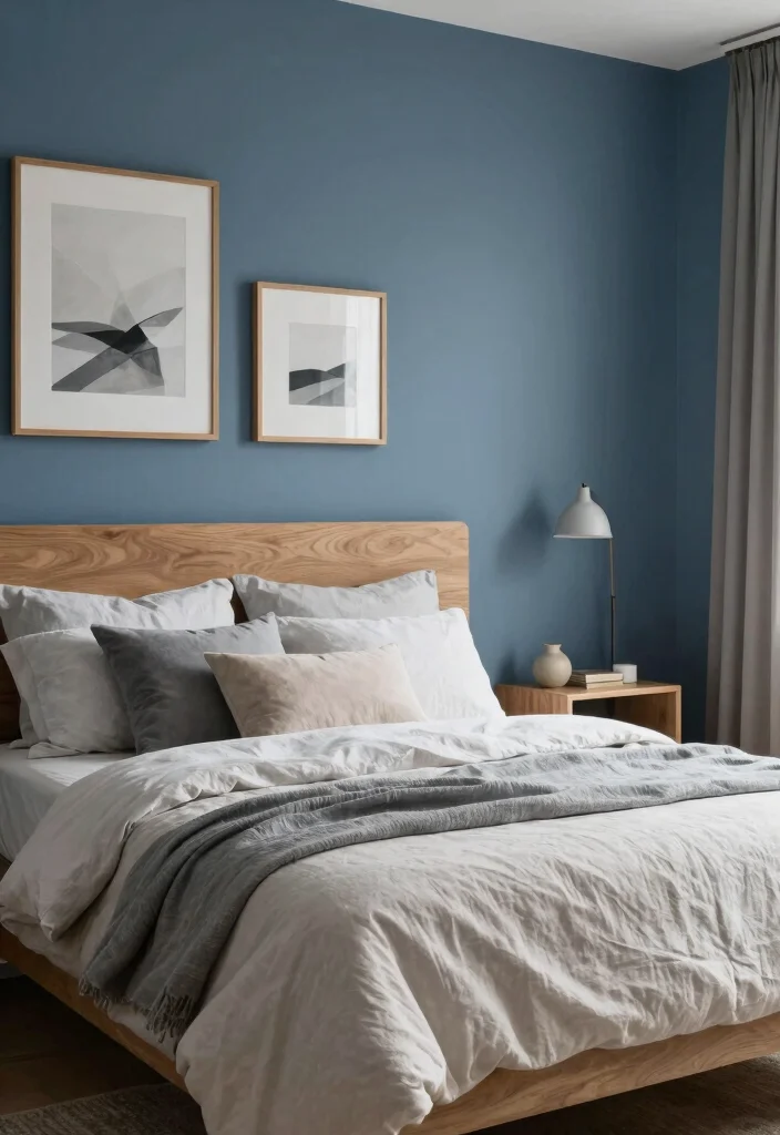 16 Dark Accent Wall Bedroom Ideas Dramatic Modern Focus - 12. Soft Indigo Hues 1