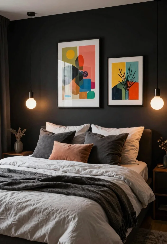 16 Dark Accent Wall Bedroom Ideas Dramatic Modern Focus - 3. Bold Black Statements 1