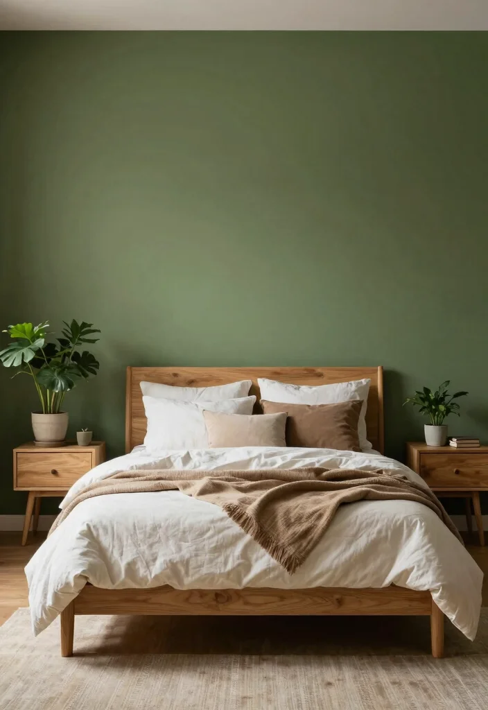 16 Dark Accent Wall Bedroom Ideas Dramatic Modern Focus - 4. Earthy Olive Greens 1
