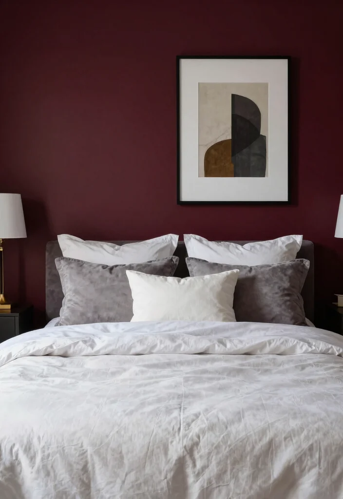 16 Dark Accent Wall Bedroom Ideas Dramatic Modern Focus - 5. Rich Burgundy Accents 1