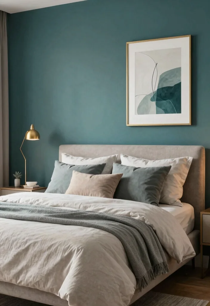 16 Dark Accent Wall Bedroom Ideas Dramatic Modern Focus - 6. Moody Teal Dreams 1