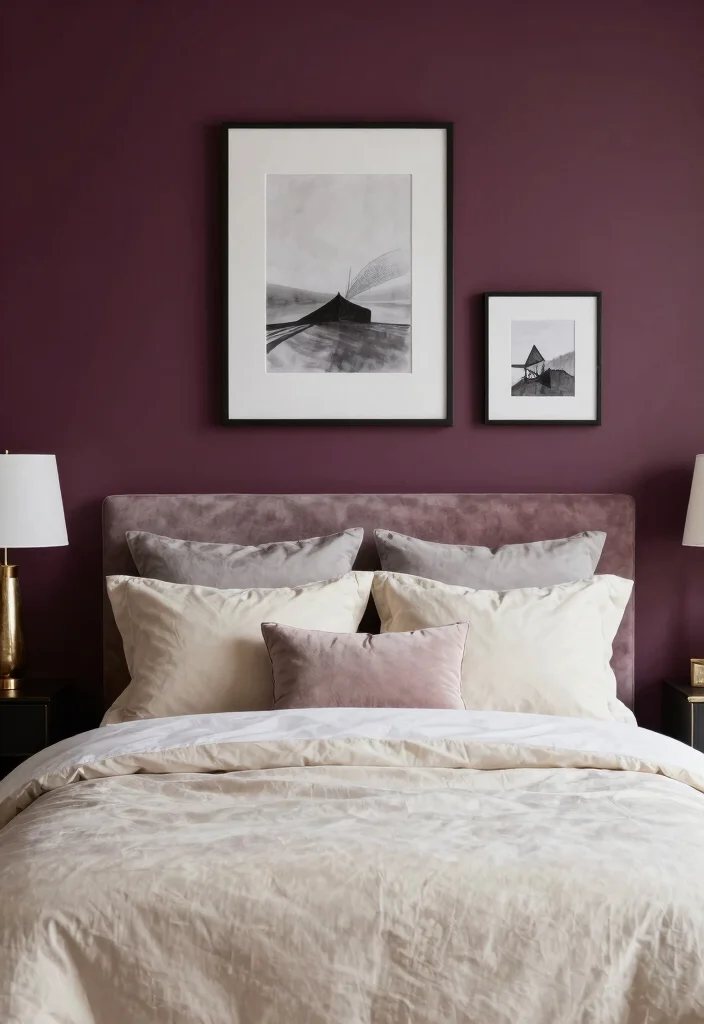 16 Dark Accent Wall Bedroom Ideas Dramatic Modern Focus - 8. Enigmatic Plum Tones 1
