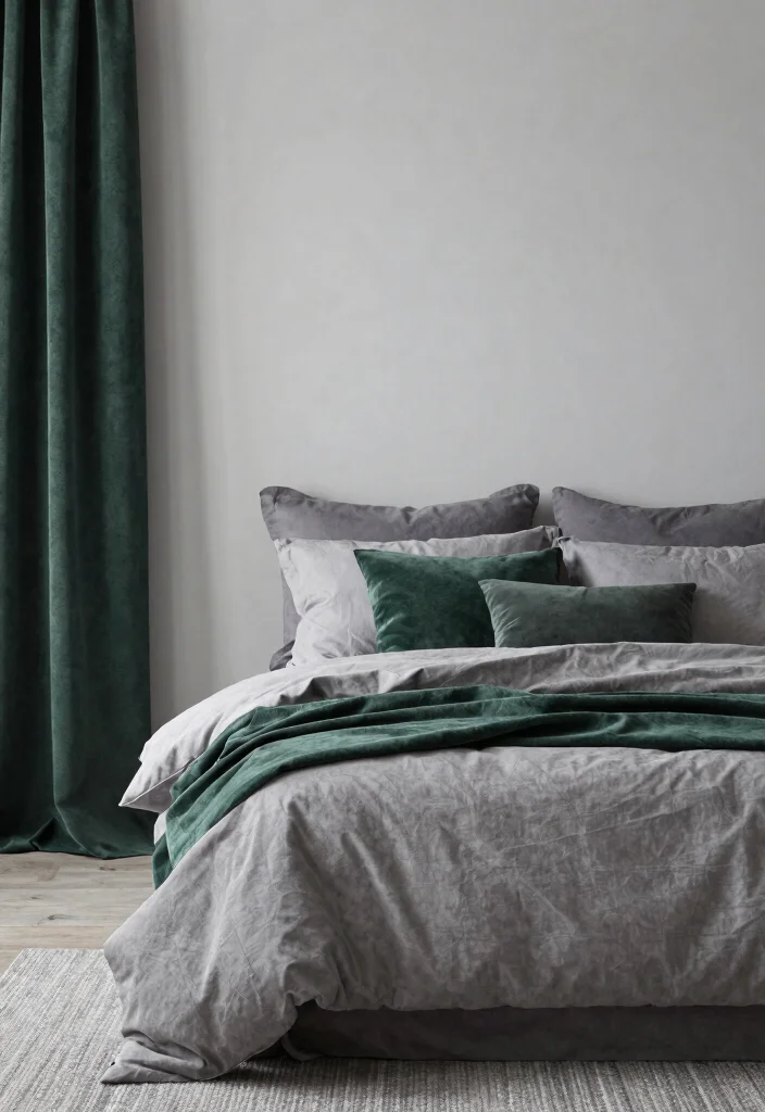 16 Dark Green and Grey Bedroom Ideas: Moody Modern Balance - 10. Grey Color Palette Variations 1