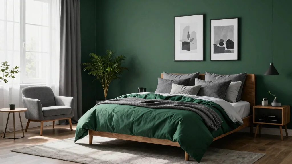 16 Dark Green and Grey Bedroom Ideas: Moody Modern Balance