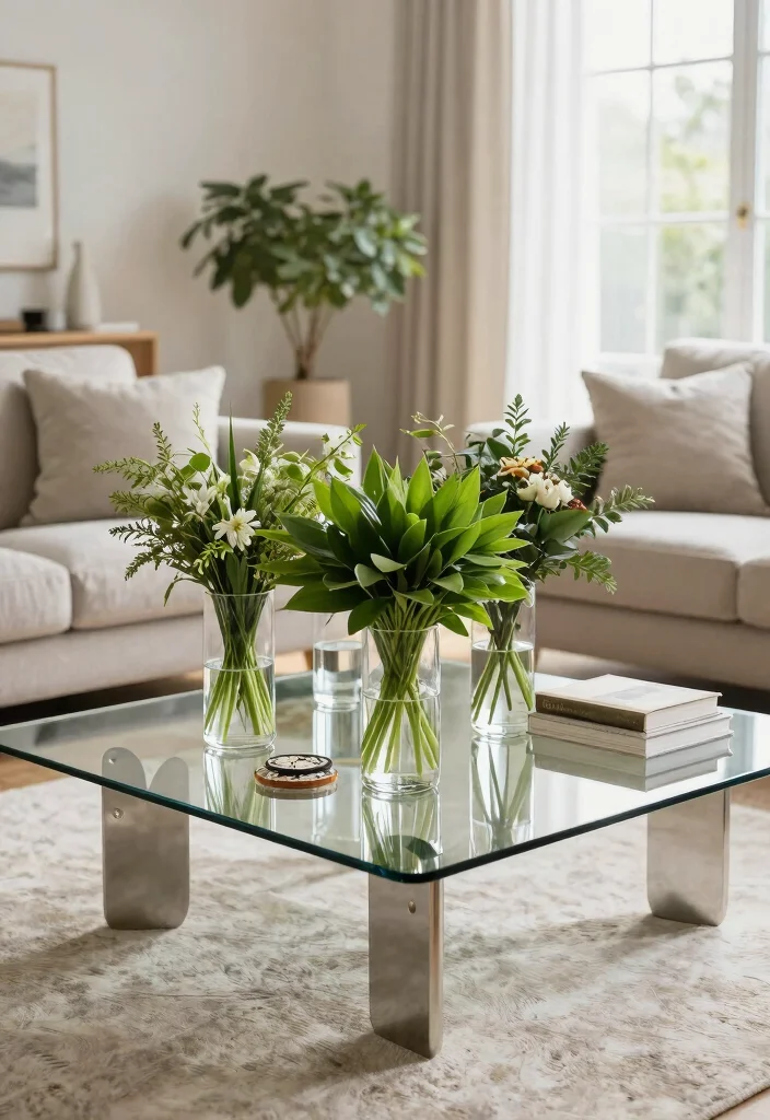 16 Glass Coffee Table Decor Living Room Ideas Light Elegant Style - 1. Botanical Bliss 1