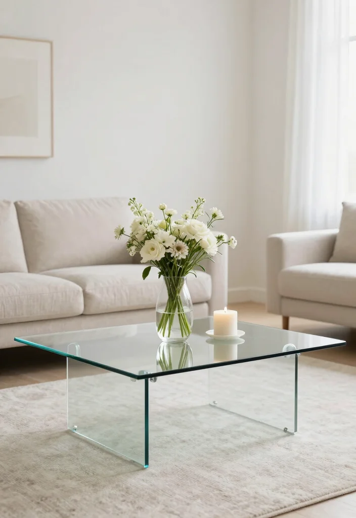 16 Glass Coffee Table Decor Living Room Ideas Light Elegant Style - 10. Clear Clarity 1
