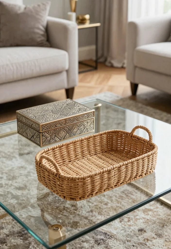 16 Glass Coffee Table Decor Living Room Ideas Light Elegant Style - 14. Functional Elegance 1