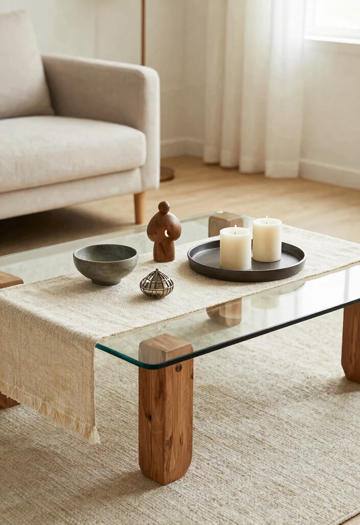 16 Glass Coffee Table Decor Living Room Ideas Light Elegant Style - 2. Layered Textures 1