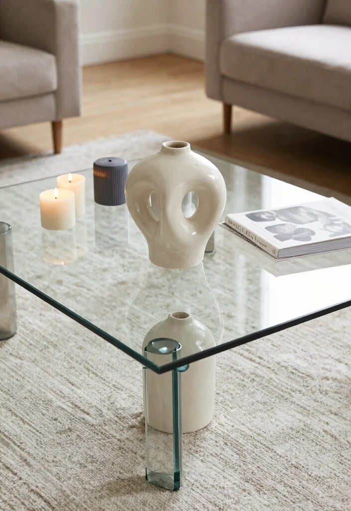 16 Glass Coffee Table Decor Living Room Ideas Light Elegant Style - 3. Artistic Centerpieces 1