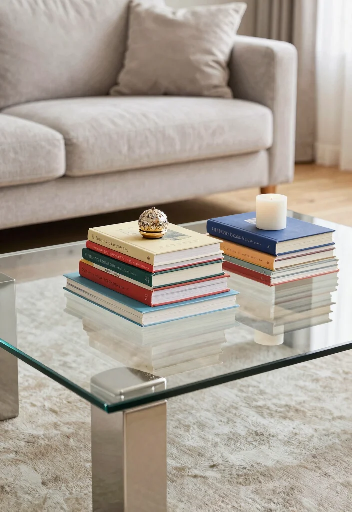 16 Glass Coffee Table Decor Living Room Ideas Light Elegant Style - 4. Books and More Books 1
