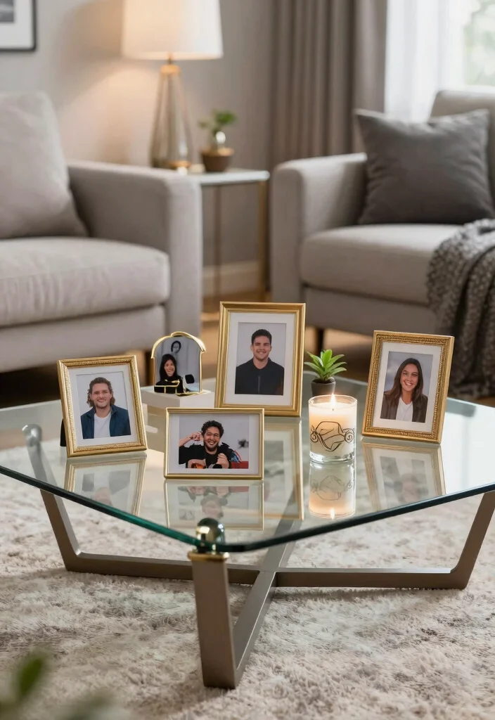 16 Glass Coffee Table Decor Living Room Ideas Light Elegant Style - 7. Picture Perfect 1