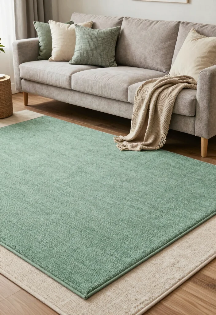 16 Green Rug Living Room Ideas: Fresh Natural Accent - 10. Textured Layering 1
