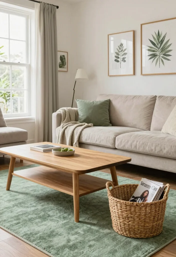 16 Green Rug Living Room Ideas: Fresh Natural Accent - 2. Soft Sage Serenity 1