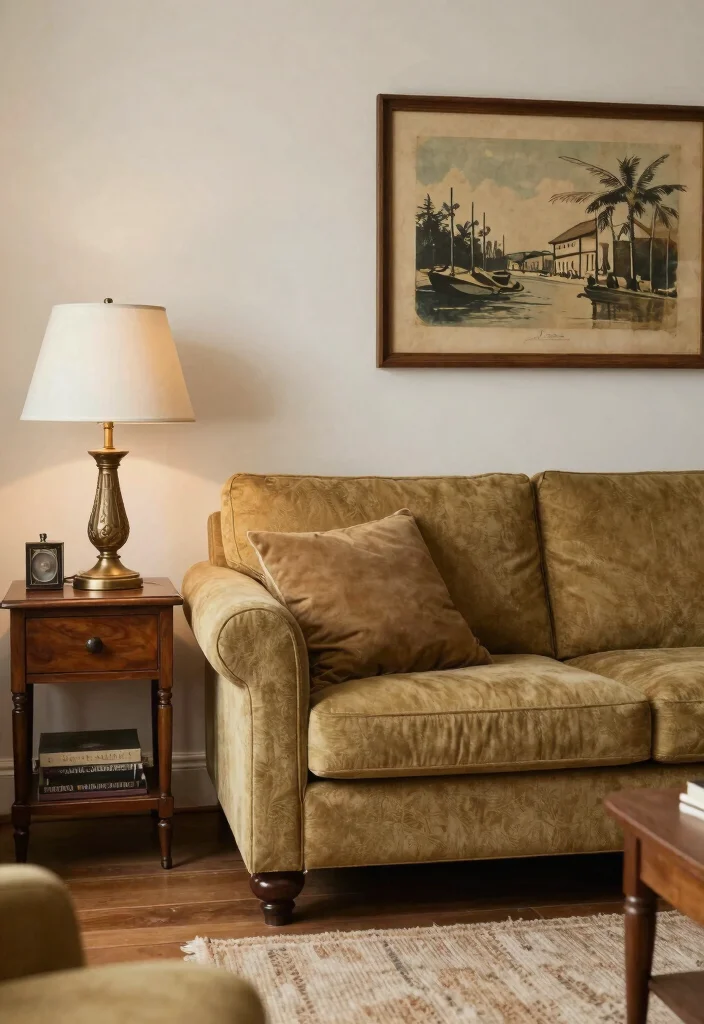 16 Khaki Sofa Living Room Ideas: Neutral Easy Styling - 10. Vintage Accents for Character 1