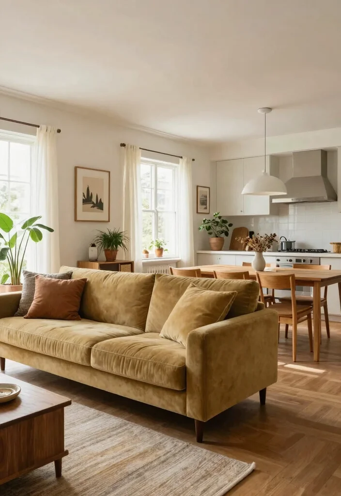 16 Khaki Sofa Living Room Ideas: Neutral Easy Styling - 16. Open Concept Harmony 1