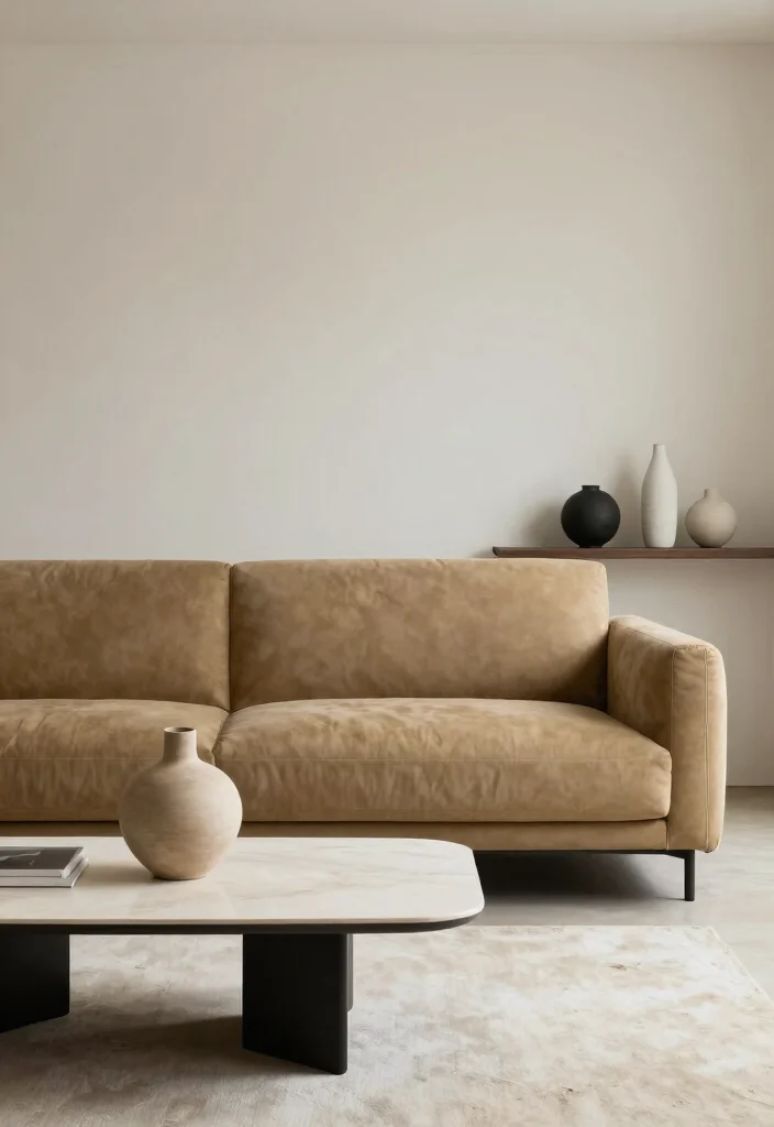 16 Khaki Sofa Living Room Ideas: Neutral Easy Styling - 8. Styling with Minimal Accessories 1