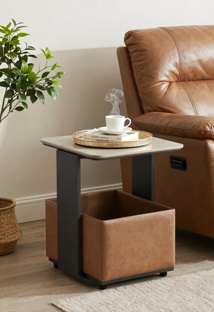 16 Leather Recliner Living Room Decor Ideas: Comfort Meets Style - 11. Functional Side Tables 1