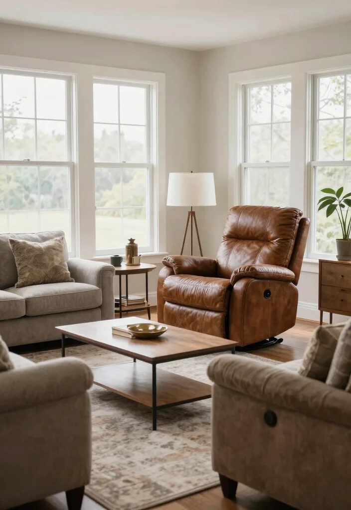 16 Leather Recliner Living Room Decor Ideas: Comfort Meets Style - 12. Smart Layouts 1