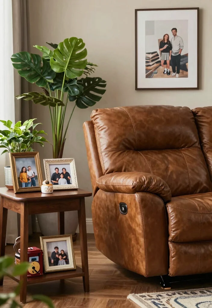 16 Leather Recliner Living Room Decor Ideas: Comfort Meets Style - 15. Personal Touch 1