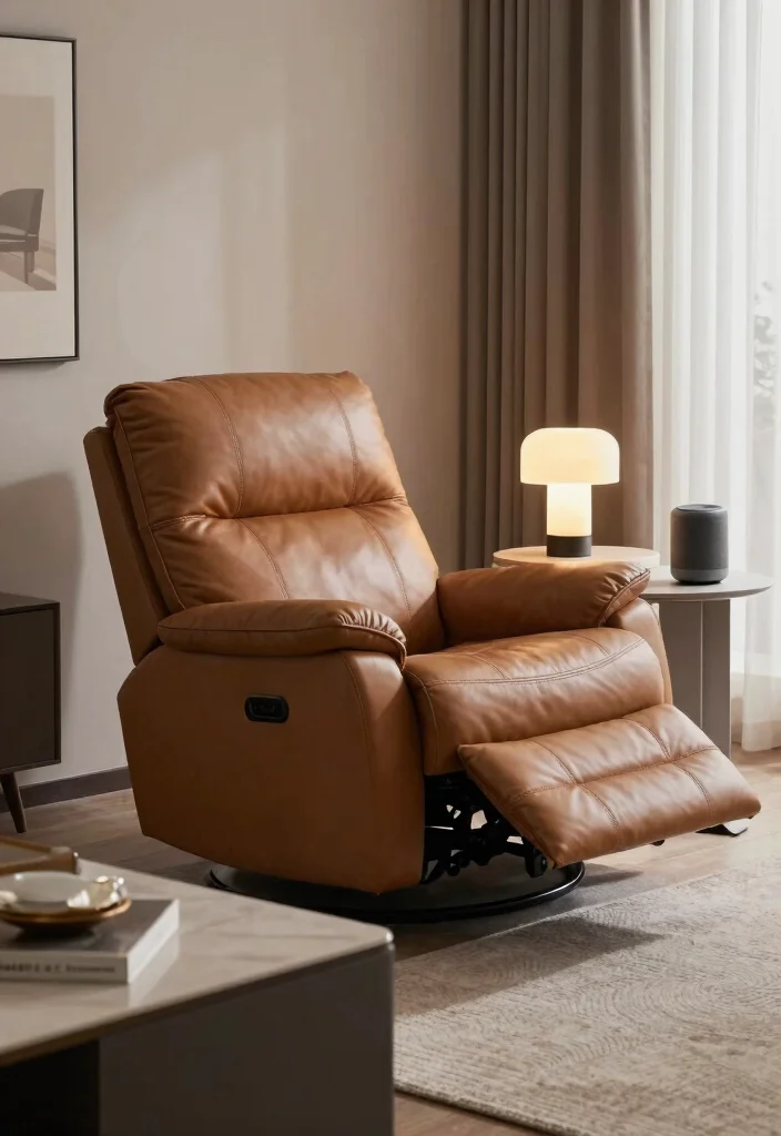16 Leather Recliner Living Room Decor Ideas: Comfort Meets Style - 16. Smart Technology Integration 1