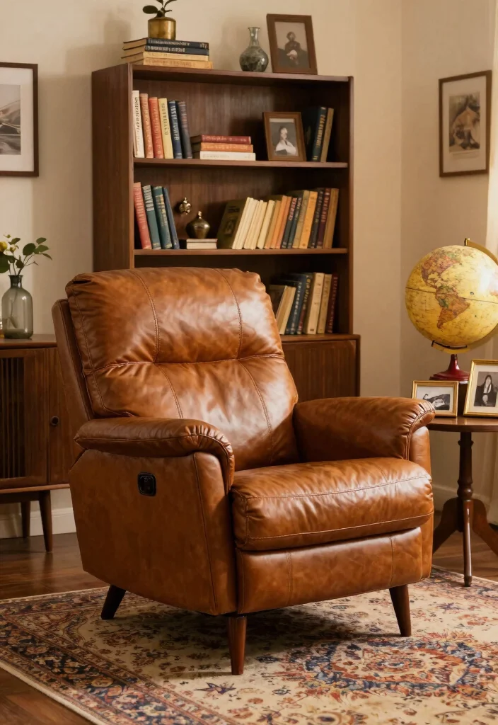 16 Leather Recliner Living Room Decor Ideas: Comfort Meets Style - 4. Vintage Vibes 1