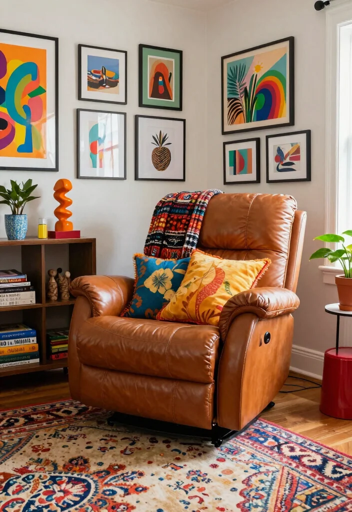16 Leather Recliner Living Room Decor Ideas: Comfort Meets Style - 5. Eclectic Mix 1