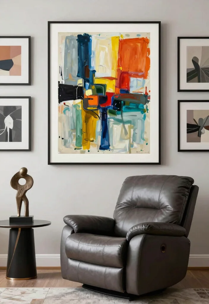 16 Leather Recliner Living Room Decor Ideas: Comfort Meets Style - 7. Artistic Accents 1