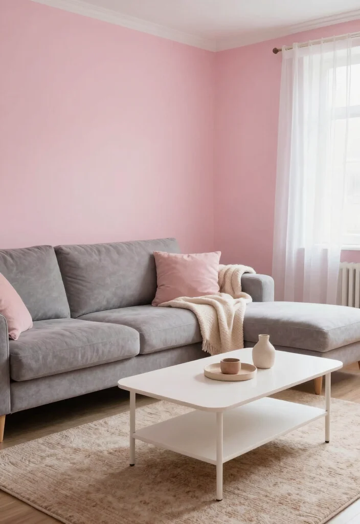 16 Light Wall Colors for Living Room Ideas: Bright Open Feel - 11. Whisper Pink: Soft and Sweet 1
