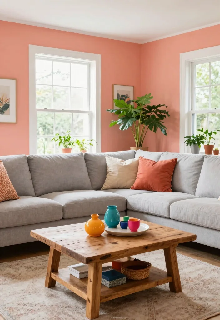 16 Light Wall Colors for Living Room Ideas: Bright Open Feel - 13. Light Coral: Warmth and Energy 1