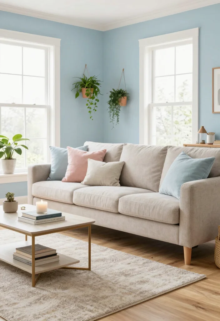 16 Light Wall Colors for Living Room Ideas: Bright Open Feel - 3. Pale Blue: A Breath of Fresh Air 1