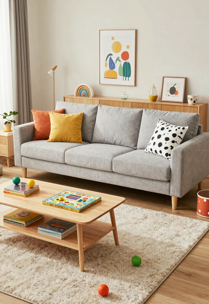16 Low Sofa Living Room Ideas for a Relaxed Modern Vibe - 14. Family-Friendly Layout 1