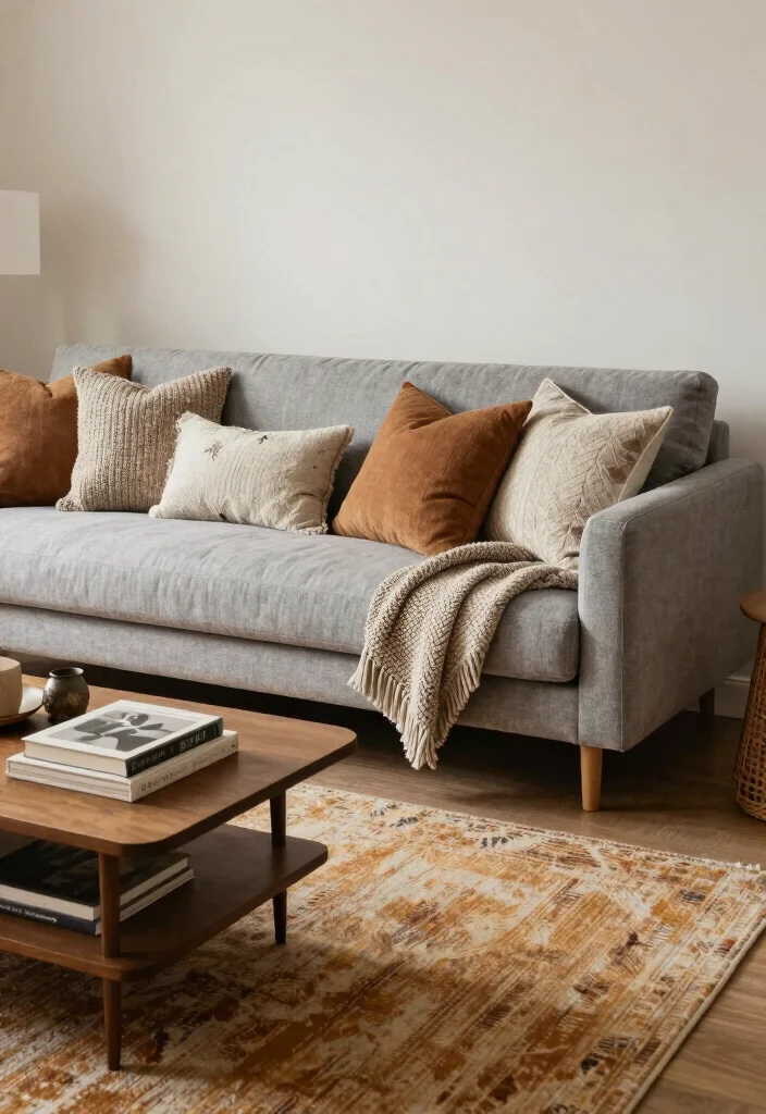 16 Low Sofa Living Room Ideas for a Relaxed Modern Vibe - 7. Textured Layers 1