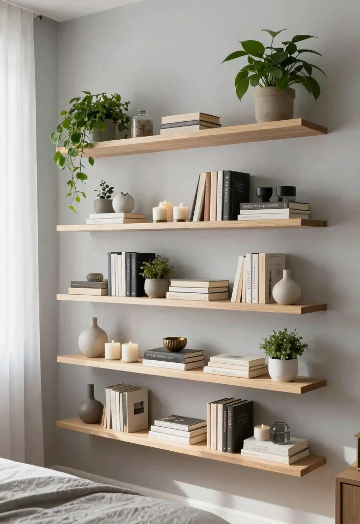 16 No Dresser Bedroom Ideas: Clever Storage Alternatives - 1. Floating Shelves 1