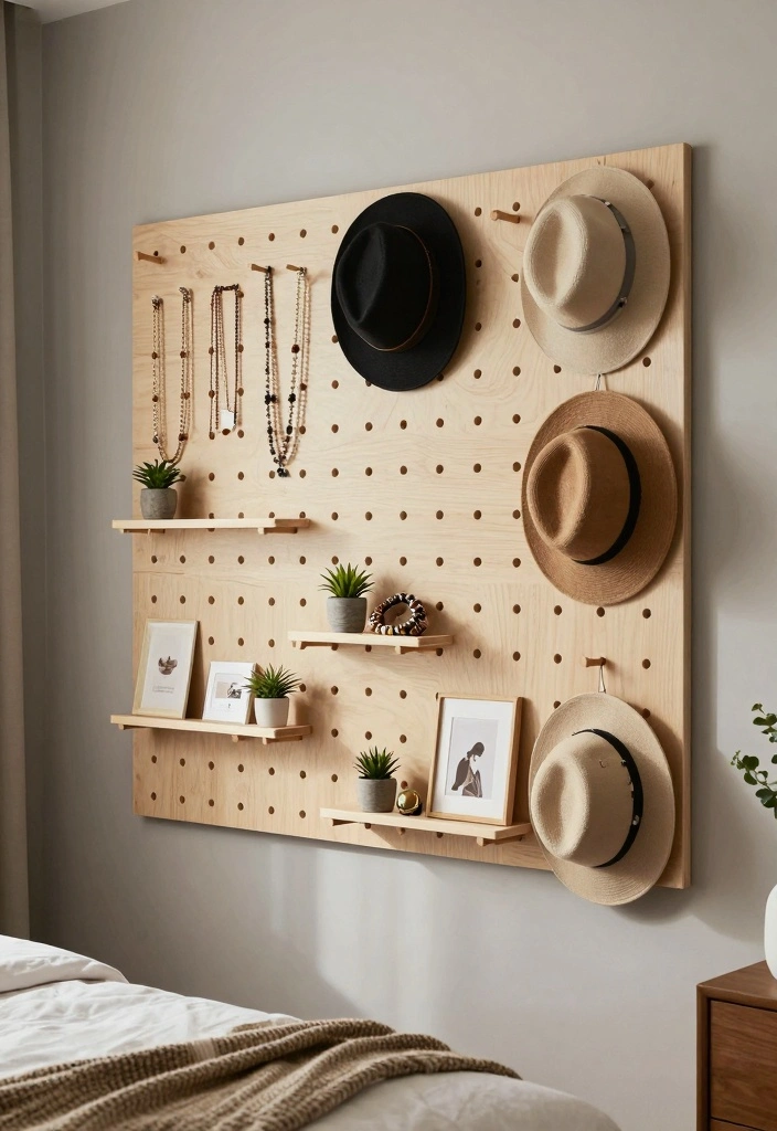 16 No Dresser Bedroom Ideas: Clever Storage Alternatives - 4. Pegboards 1
