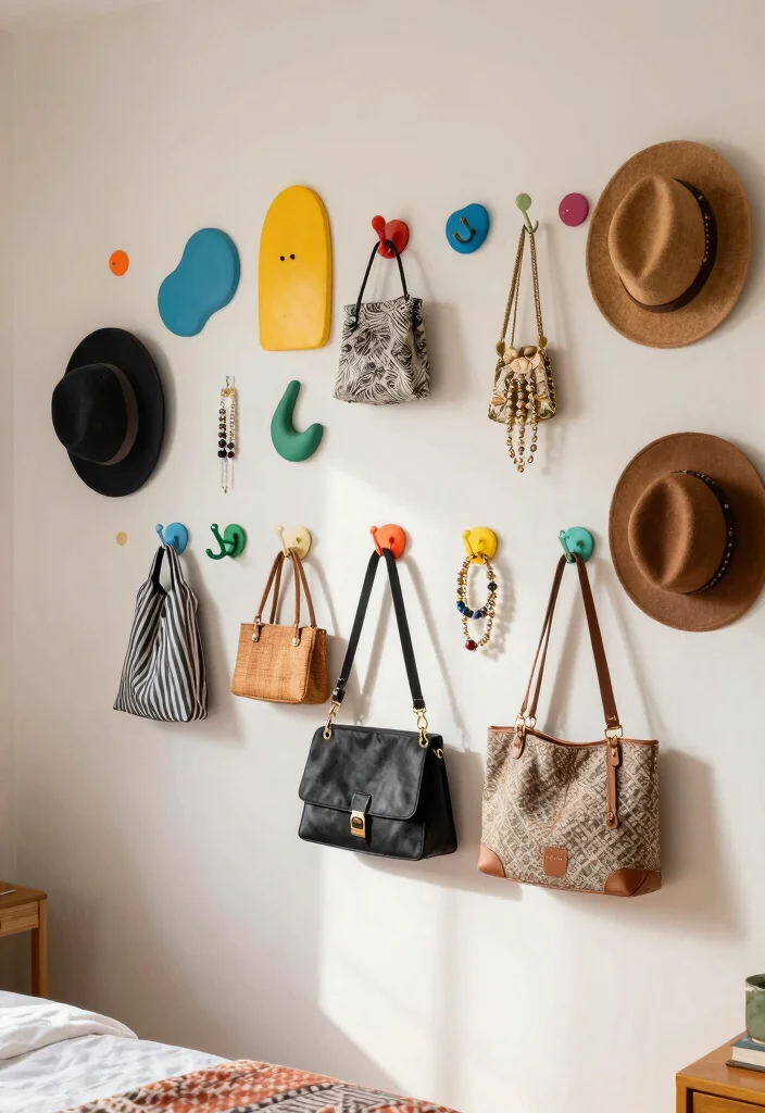 16 No Dresser Bedroom Ideas: Clever Storage Alternatives - 6. Wall Hooks 1