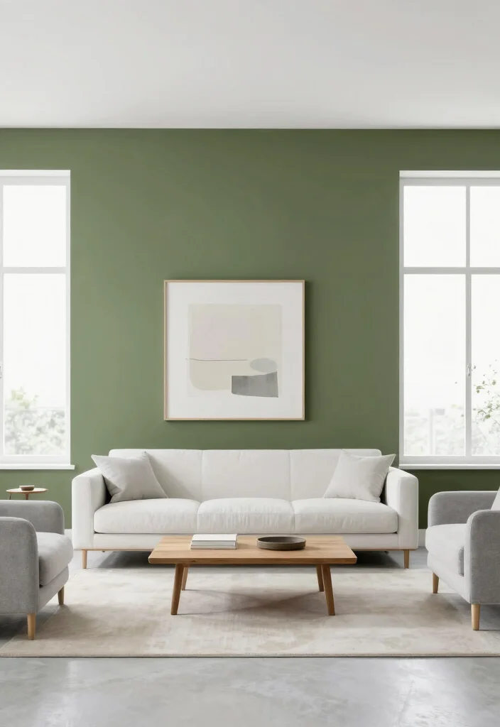 16 Olive Green Accent Wall Living Room Ideas Earthy Chic - 1. Minimalist Sophistication 1