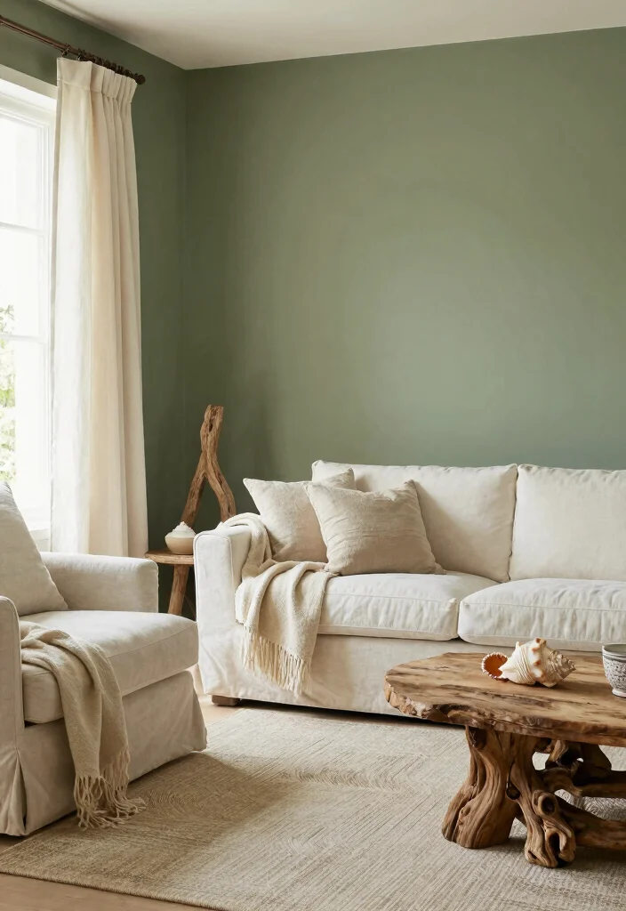 16 Olive Green Accent Wall Living Room Ideas Earthy Chic - 10. Coastal Chill 1