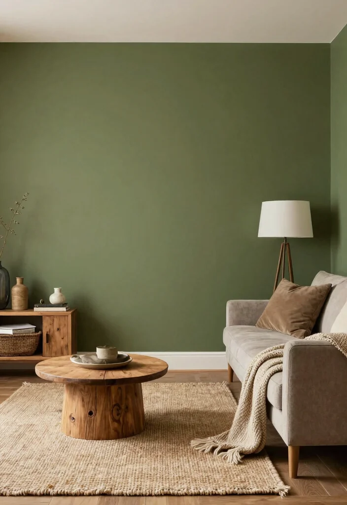 16 Olive Green Accent Wall Living Room Ideas Earthy Chic - 12. Textured Layers 1