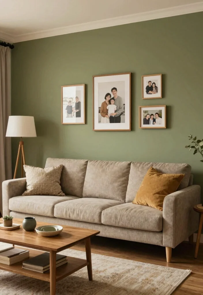 16 Olive Green Accent Wall Living Room Ideas Earthy Chic - 16. Warm and Welcoming 1