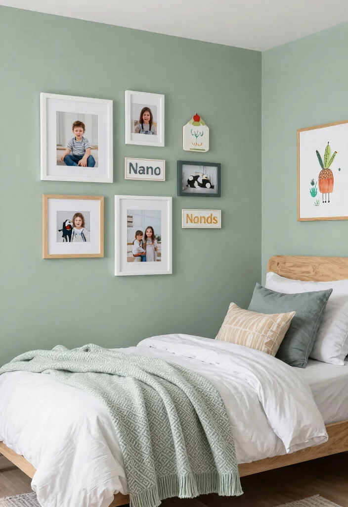 16 Sage Green Kids Bedroom Ideas for a Calm and Playful Style - 11. Personalized Touches 1
