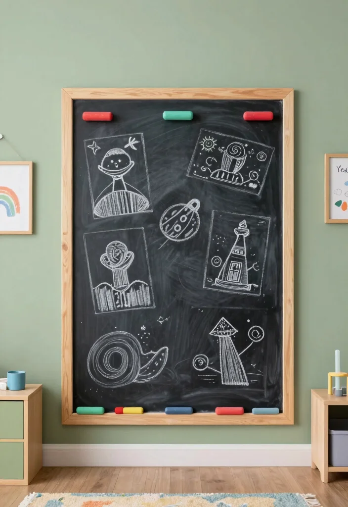 16 Sage Green Kids Bedroom Ideas for a Calm and Playful Style - 15. Chalkboard Wall or Section 1