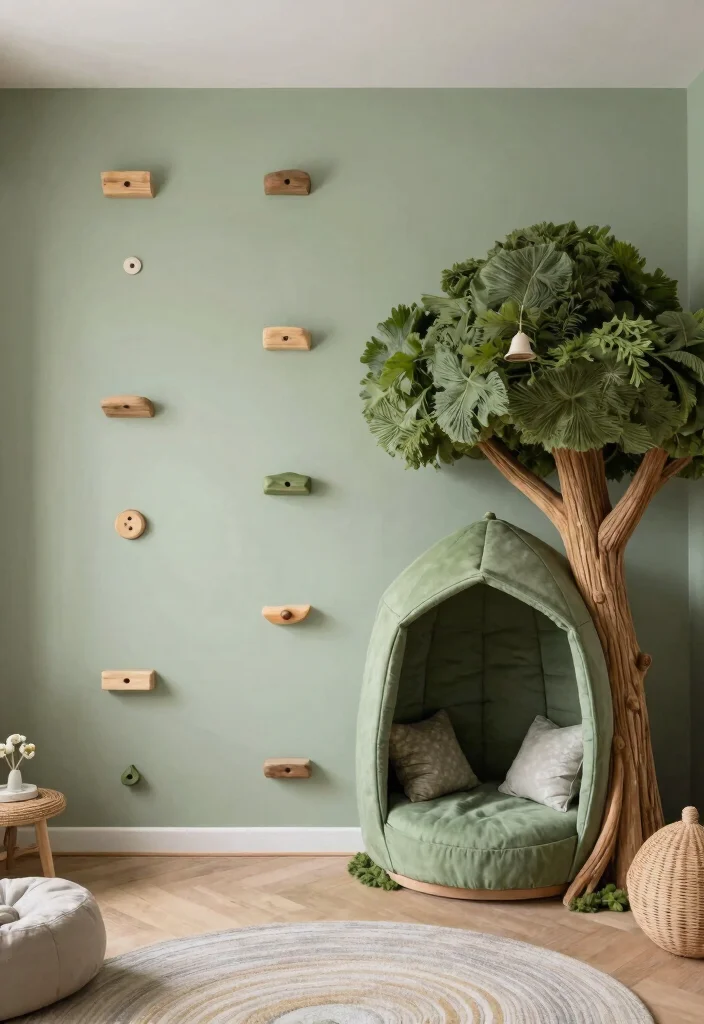 16 Sage Green Kids Bedroom Ideas for a Calm and Playful Style - 16. Nature-Inspired Play Elements 1