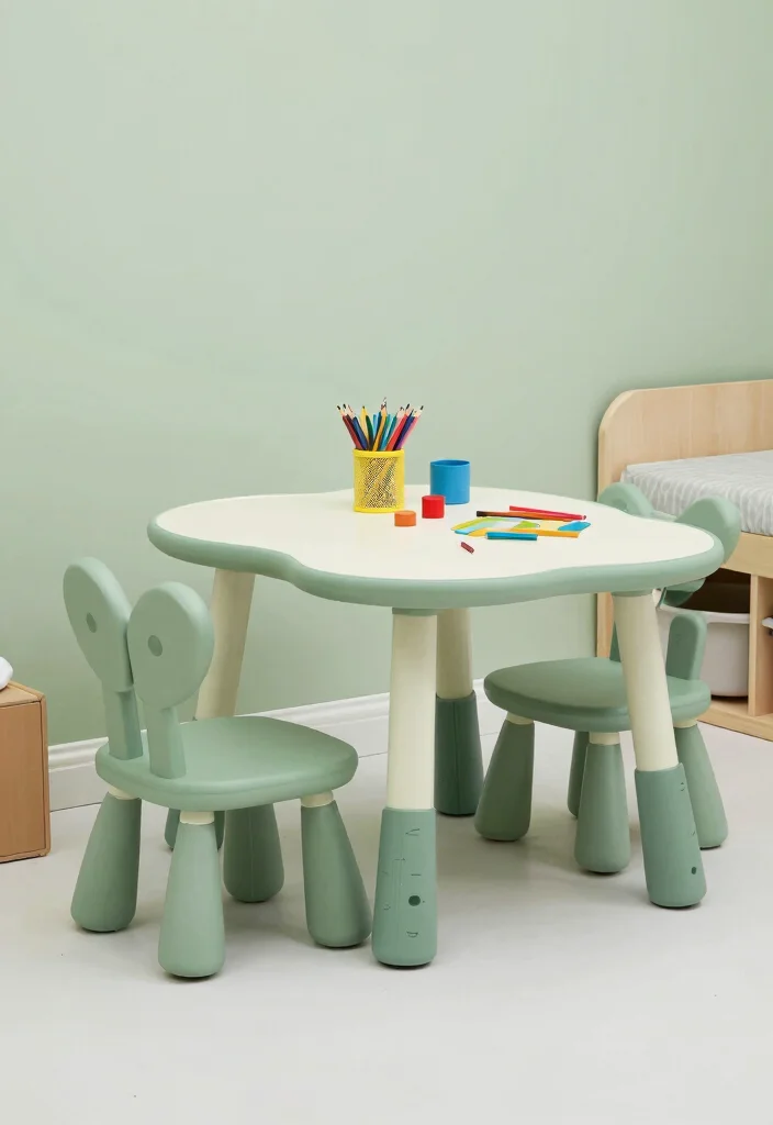 16 Sage Green Kids Bedroom Ideas for a Calm and Playful Style - 3. Playful Furniture Pieces 1