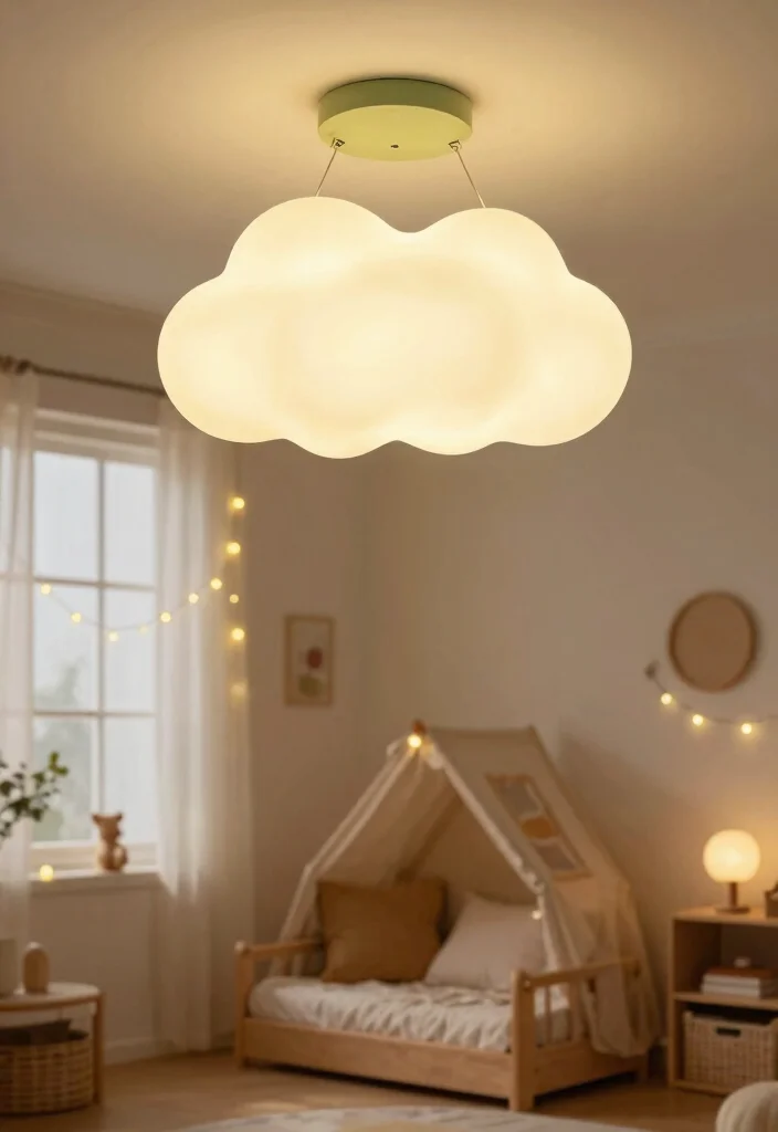 16 Sage Green Kids Bedroom Ideas for a Calm and Playful Style - 5. Whimsical Lighting Fixtures 1