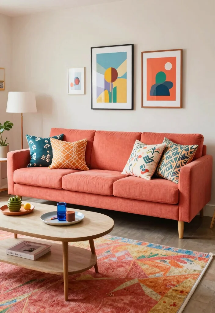 16 Side Sofa for Living Room Ideas Flexible Seating - 13. Bright and Playful 1