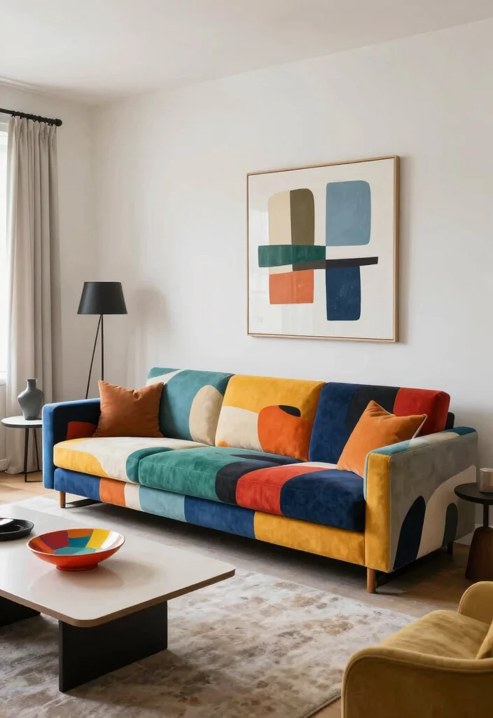 16 Side Sofa for Living Room Ideas Flexible Seating - 15. Artistic Abstract 1