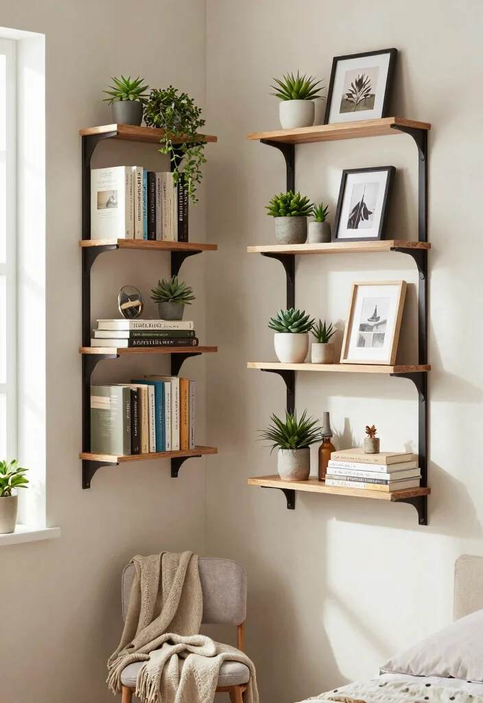 16 Small College Apartment Bedroom Ideas Cozy and Practical - 1. Maximize Vertical Space with Shelves 1